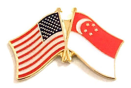 Singapore World Flag Lapel Pin  - Double