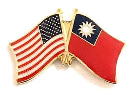 Taiwan World Flag Lapel Pin  - Double