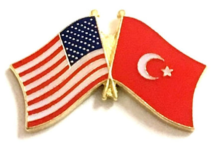 Turkey World Flag Lapel Pin  - Double