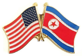 North Korea World Flag Lapel Pin  - Double