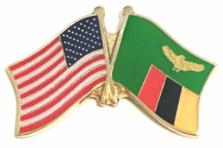 Zambia World Flag Lapel Pin  - Double
