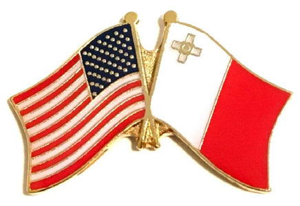 Malta World Flag Lapel Pin  - Double