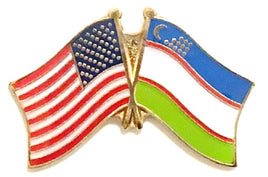 Uzbekistan World Flag Lapel Pin  - Double