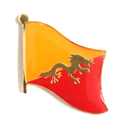 Bhutan World Flag Lapel Pin  - Single