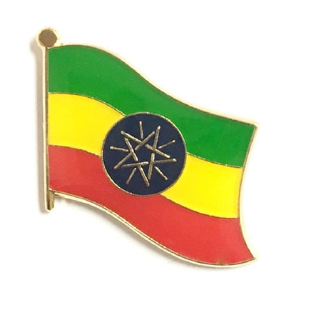 Ethiopia with star - current World Flag Lapel Pin  - Single