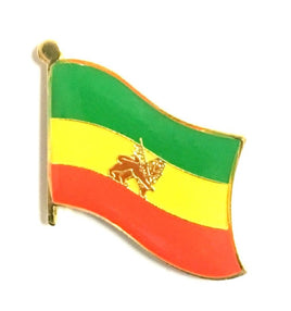 Ethiopia with Lion World Flag Lapel Pin  - Single