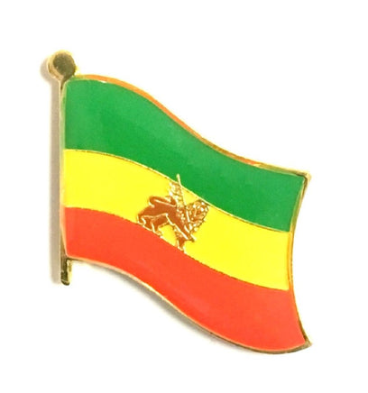 Ethiopia with Lion World Flag Lapel Pin  - Single