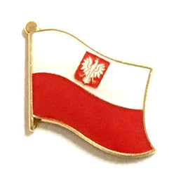 Poland with Eagle World Flag Lapel Pin  - Single