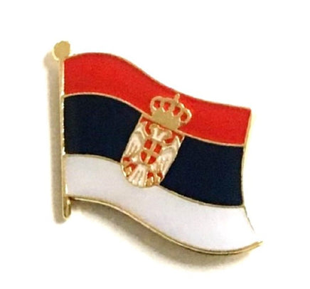 Serbia w/Seal World Flag Lapel Pin  - Single