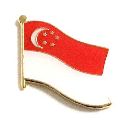 Singapore World Flag Lapel Pin  - Single