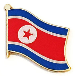 North Korea World Flag Lapel Pin  - Single