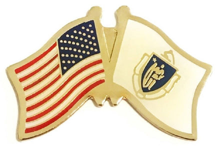 Massachusetts Flag Lapel Pin - Double
