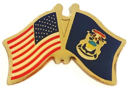 Michigan Flag Lapel Pin - Double