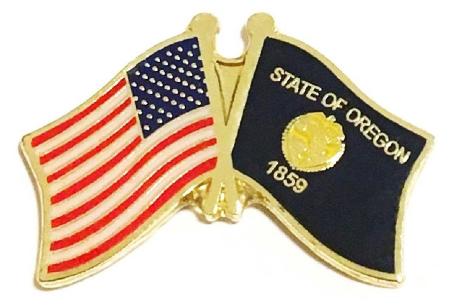 Oregon flag lapel pin, state single and double flag pins on sale World