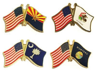 State/US Double Flag Pin Set