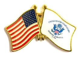 US Coast Guard Double Flag Lapel Pin