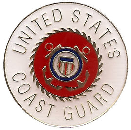 US Coast Guard Round Emblem Pin - White