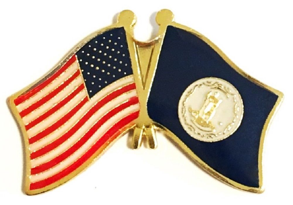 Virginia flag lapel pin, state single and double flag pins on sale